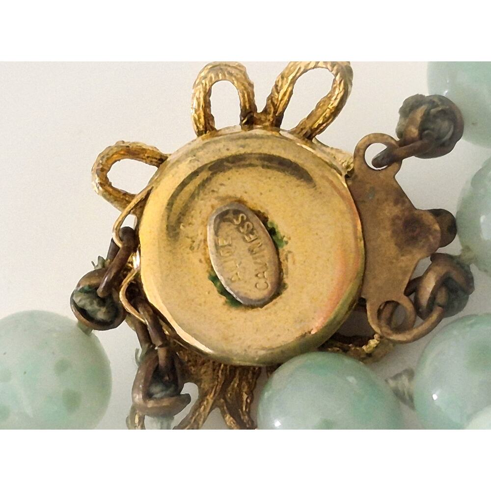 Vintage Sage Green Glass Double-strand Alice Caviness Signed Necklace - Picture 5 of 5